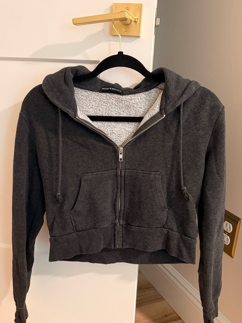 Brandy Melville Dark Charcoal Zip Hoodie